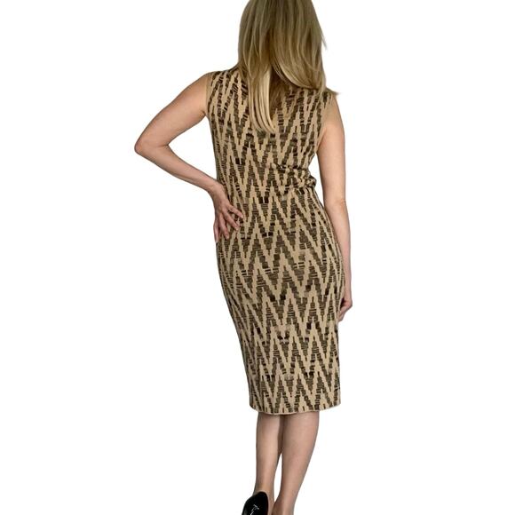 Vintage Jones New York Chevron Sweater Dress S Knit Midi Sheath - Picture 2 of 9